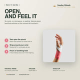 HydroHeat Wrist: open the pouch, wrap your wrist, hours of soothing heat