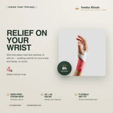 HydroHeat Wrist features: wire-free steam heat, 4h plus 4h relief, 360 fit