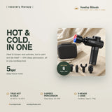RapidRecover features: hot and cold, 5-speed percussion, 6 heads plus case
