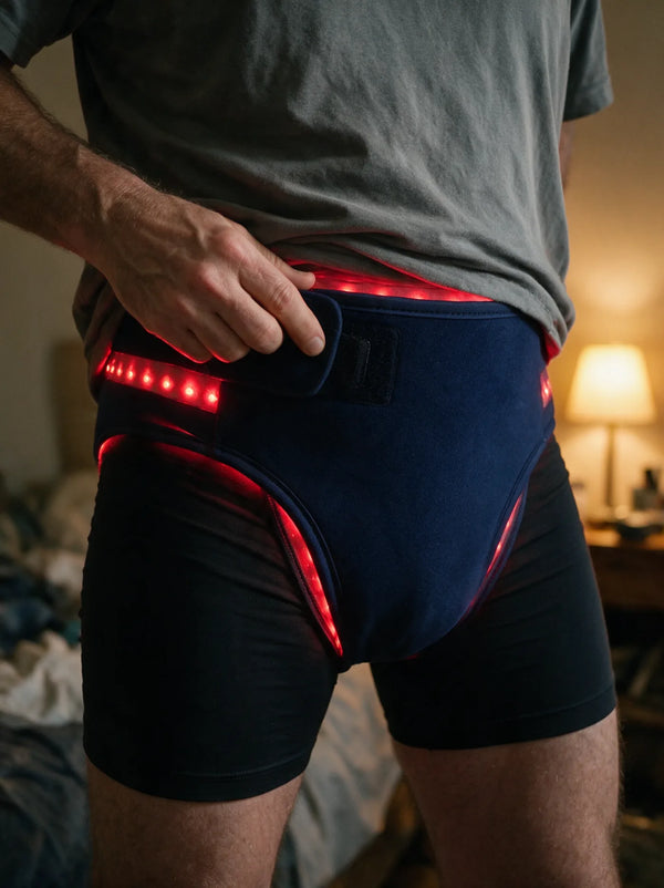 Fastening the device at the waistband, red light already running
