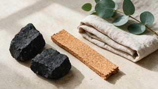 Natural materials: basalt, cork, linen and eucalyptus