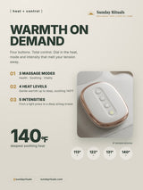 ThermoPress controls: 3 massage modes, 4 heat levels, 5 intensities